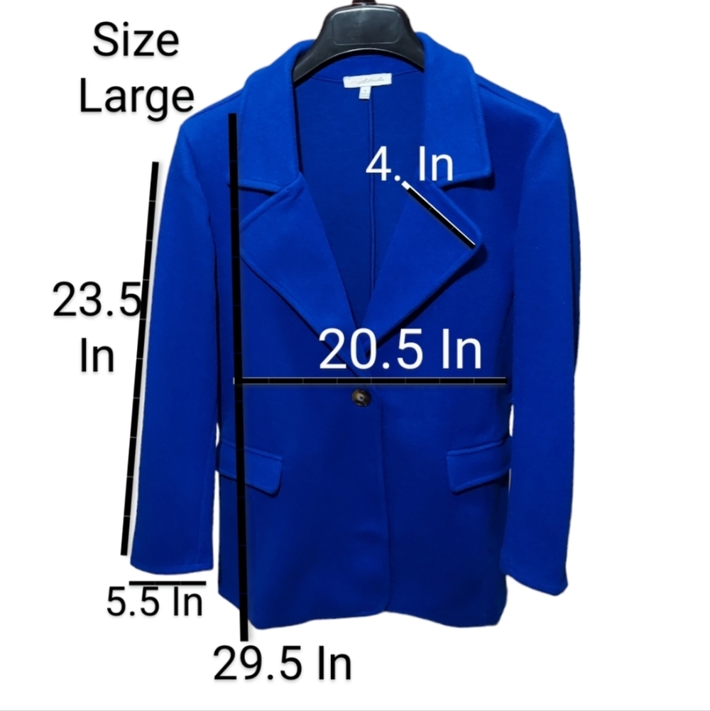 Women’s Jacket Belted Blazer Size S. M. L. Royal Blue Side Pockets Polyester New - Picture 9 of 15